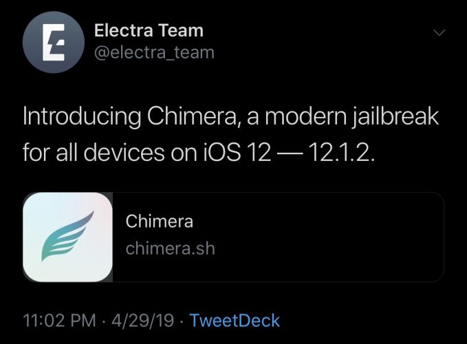 electra jailbreak for iOS 12.1.2